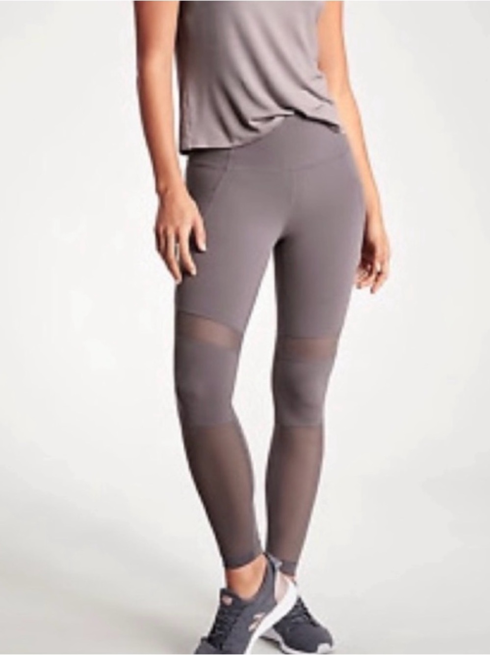 Athleta Meshblock Stash Pocket Salutation Tight Leggings Gray S NWT PowerVita